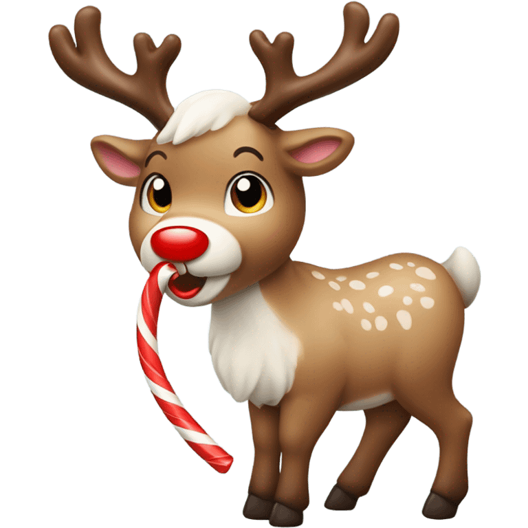 Reindeer eating a candy cane emoji