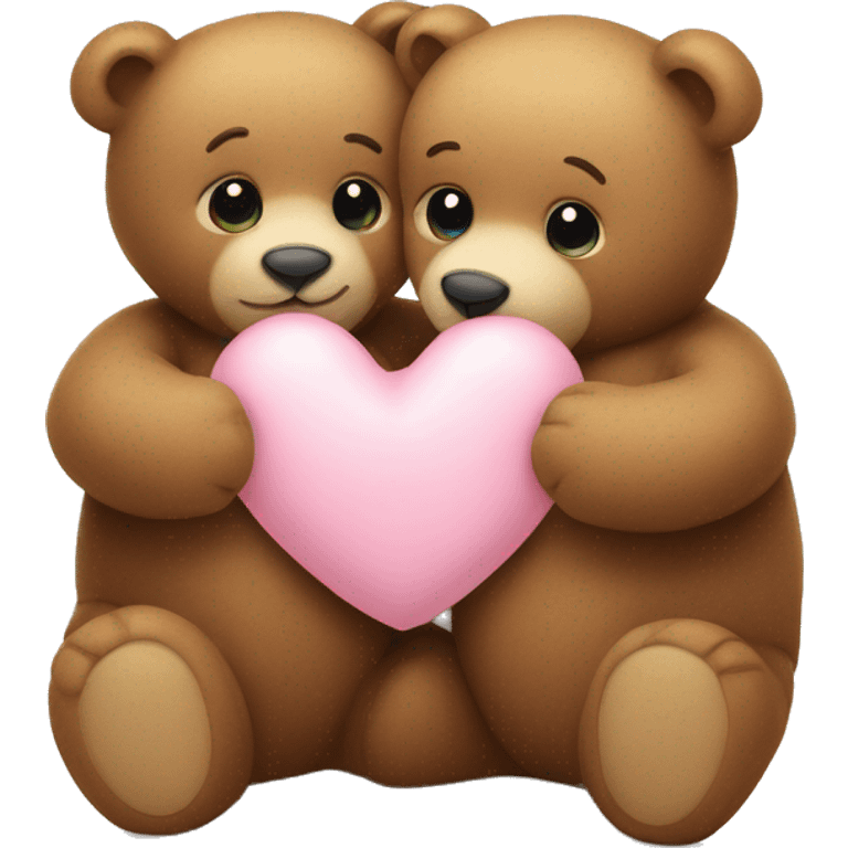 2 teddy bears hugging a pastel heart  emoji