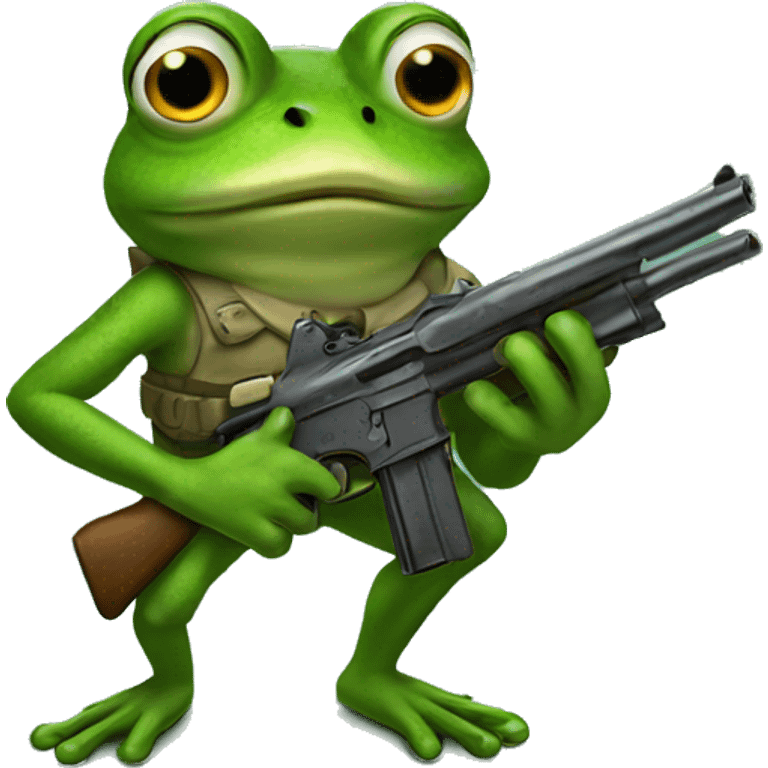 Frog holding a gun emoji