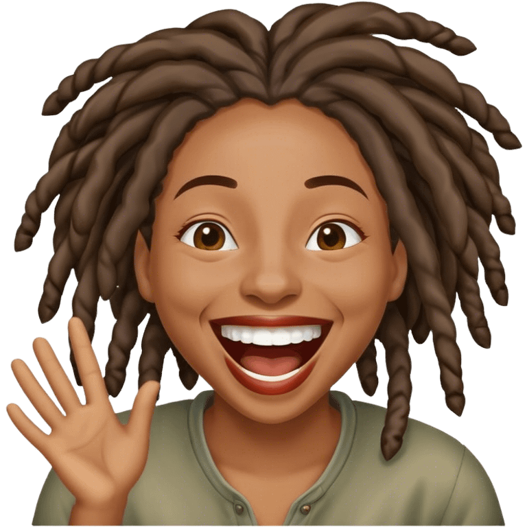 Black woman with locs laughing out loud emoji