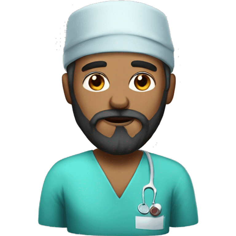 White Surgeon with long dark hair and big beard emoji