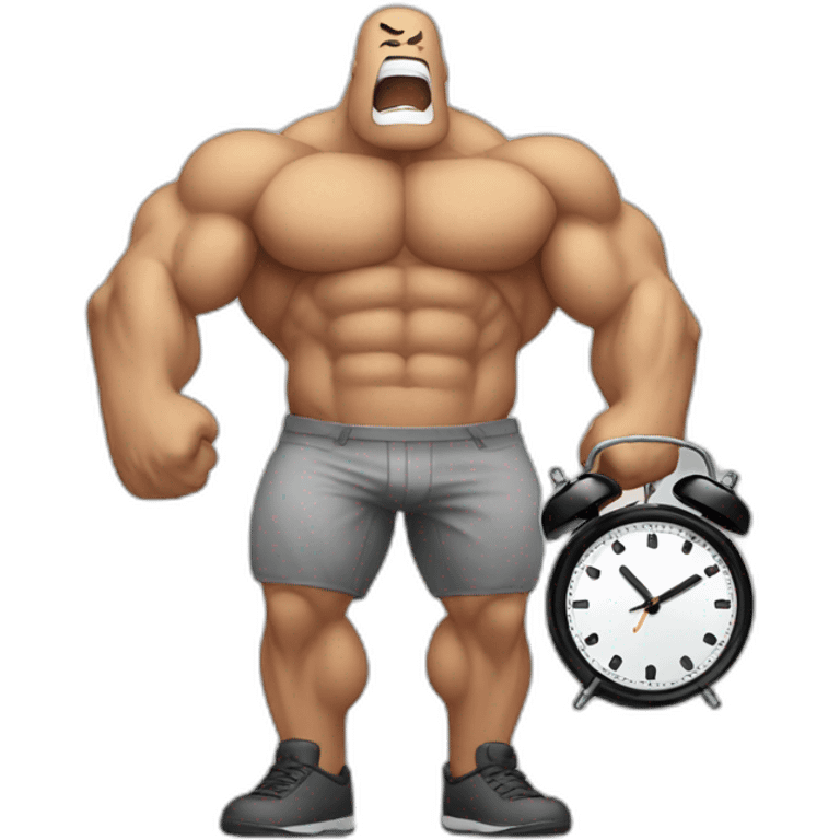 MUSCLE EMOJI COMBINED WITH CLOCK TIMER emoji