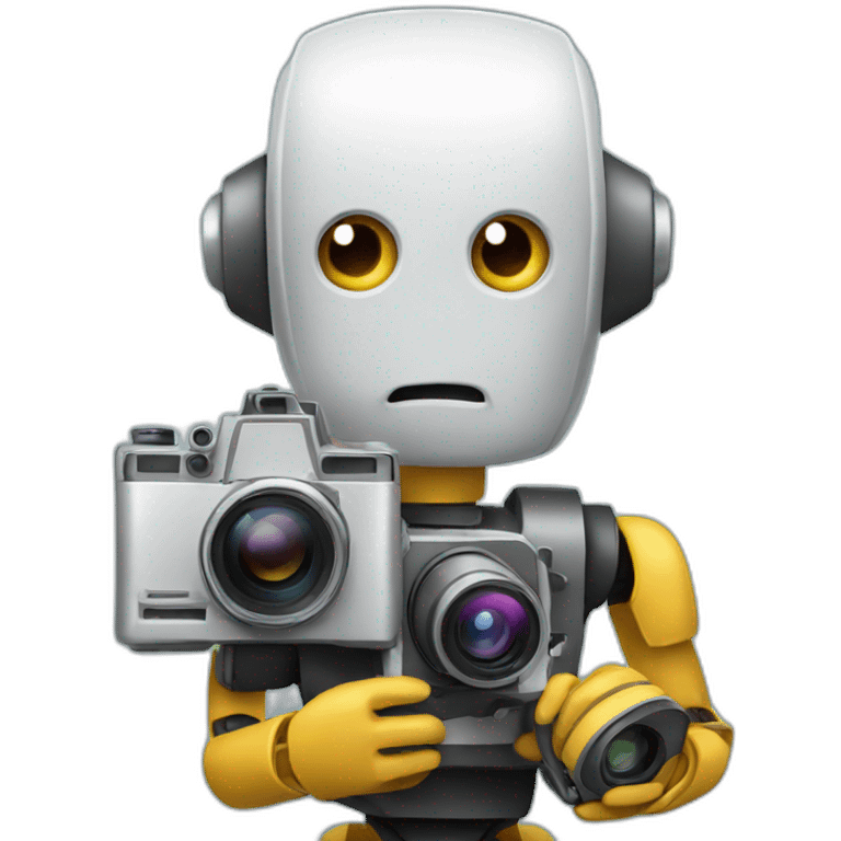 robot director holding a photo camera emoji