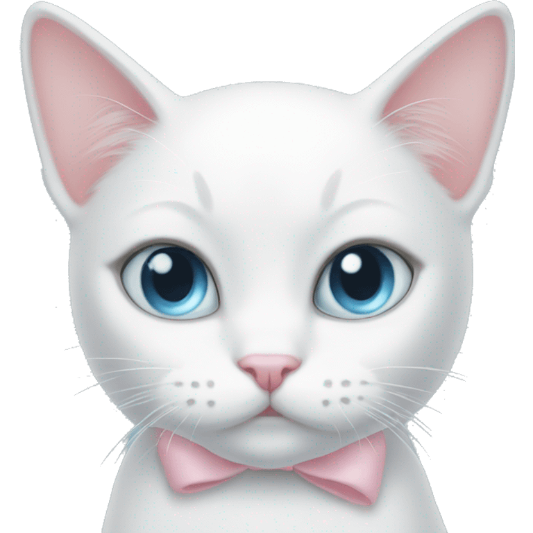 White cat light pink bow light blue eyes  emoji