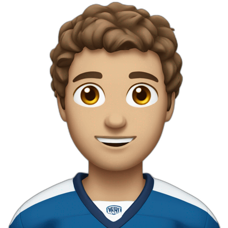 Ice hockey player with brown hair emoji