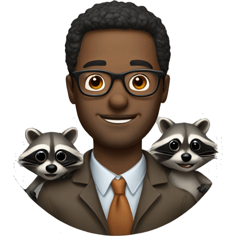 Man with glasses with raccoon emoji