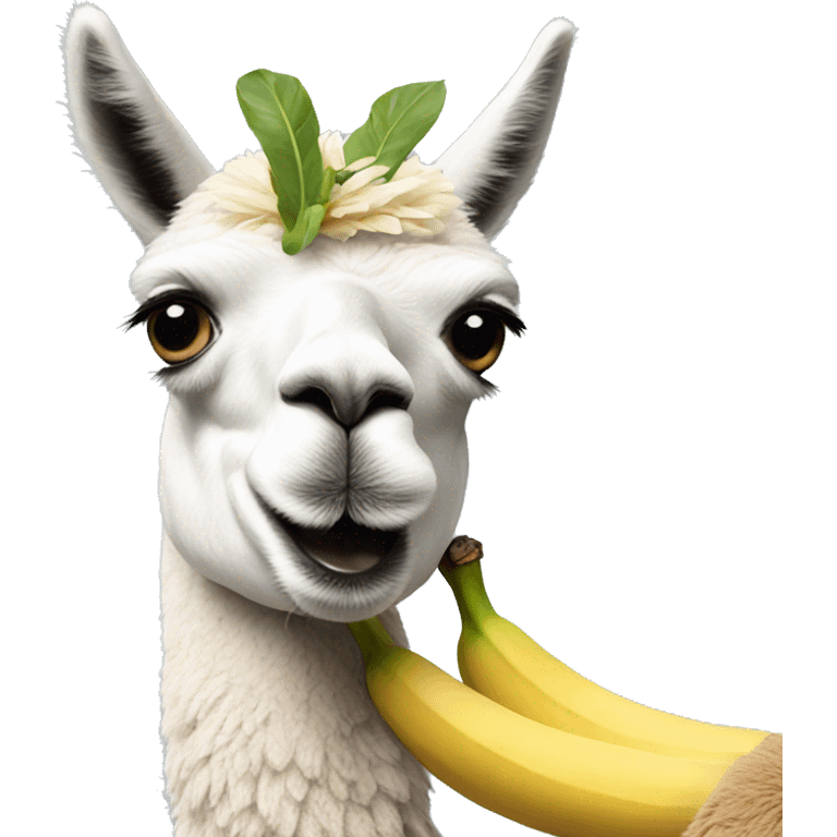 llama holding a banana emoji