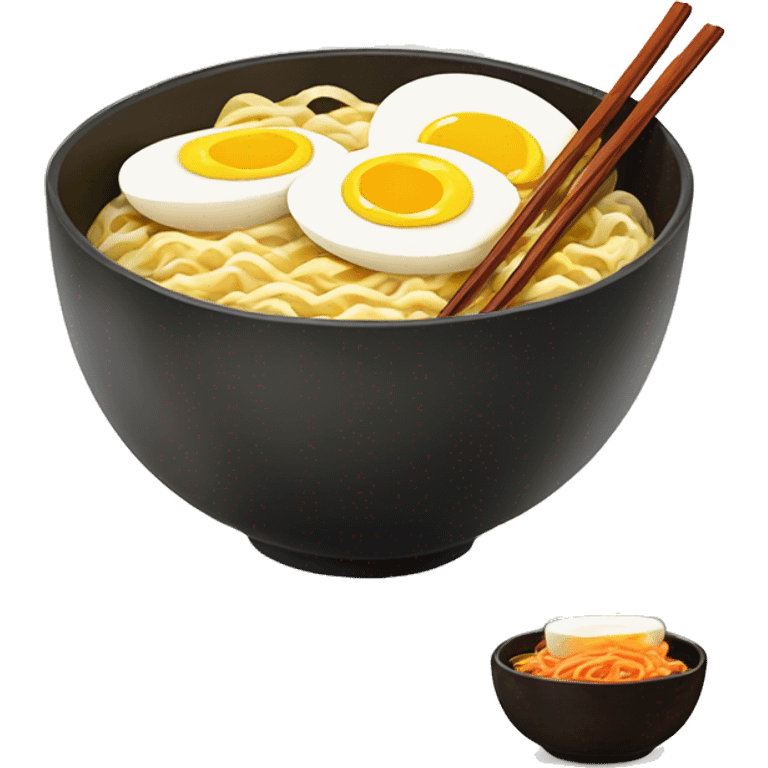 Ramen noodles in a bowl with boiled sliced eggs emoji