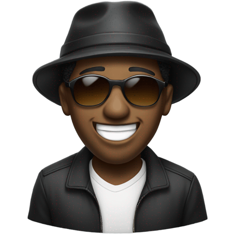 Laughing black man with hat on backwards and sunglasses emoji