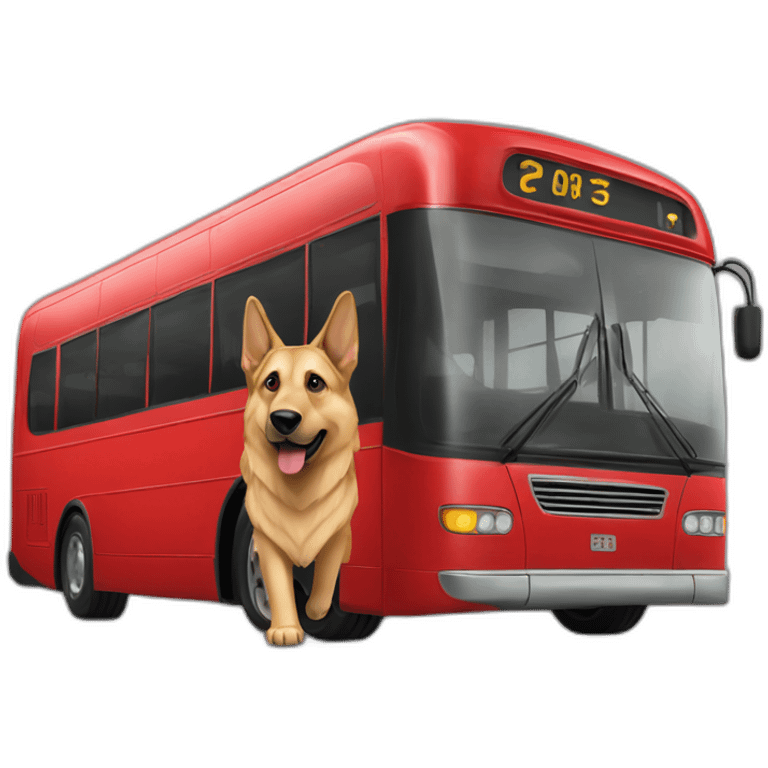 german sheppard drives red bus emoji