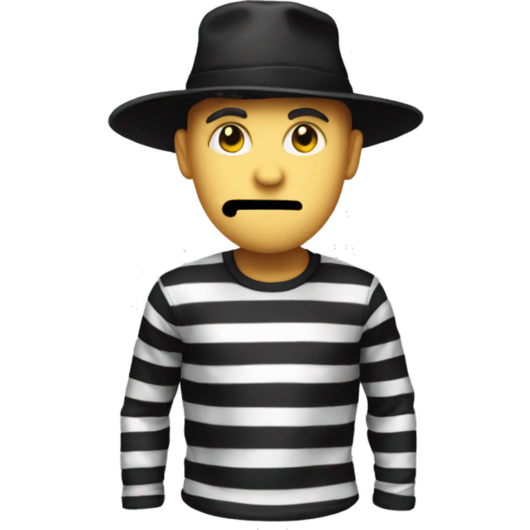 Robber emoji with black hat and white and black stripes for shirt emoji