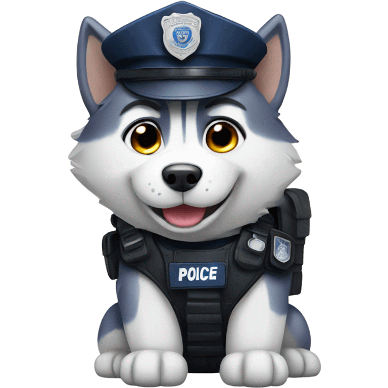 husky wearing police gear emoji