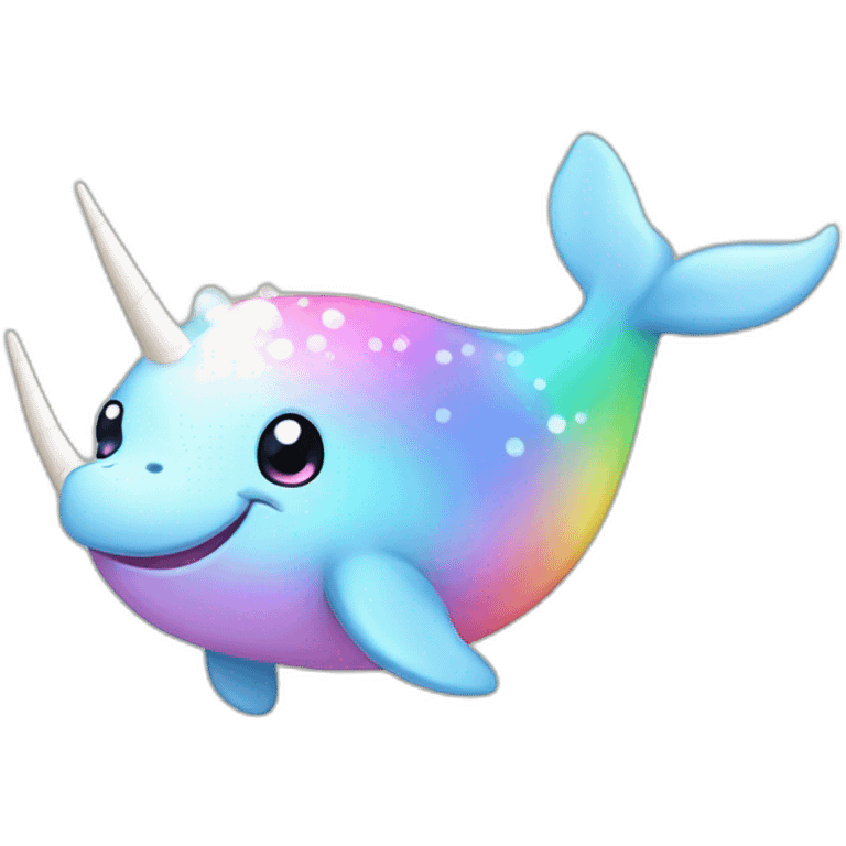 cute rounded pastel rainbow narwhal emoji