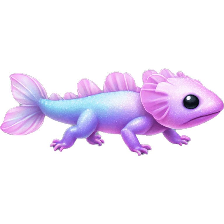 Sparkly glossy Pastel iridescent glass axolotl emoji