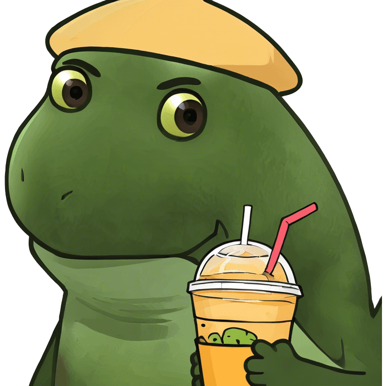 A turtle drinking boba emoji