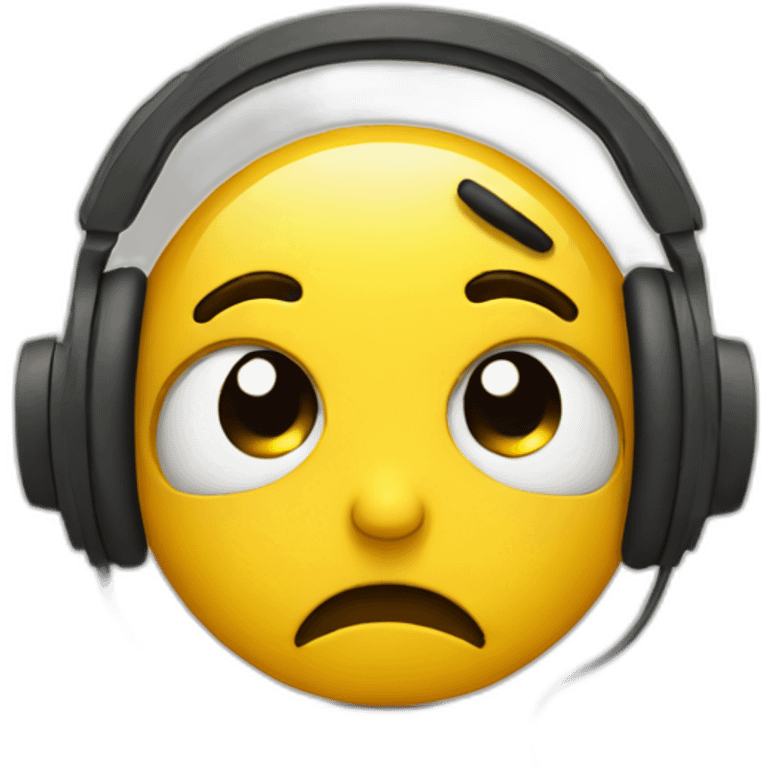 Face with headphones feeling sad emoji