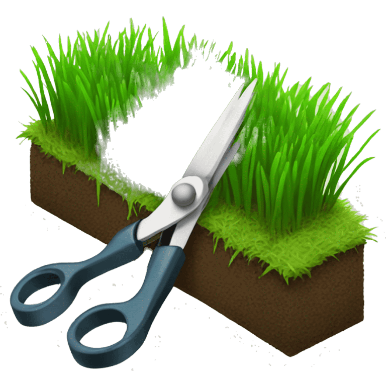 scissors cutting a grass patch emoji