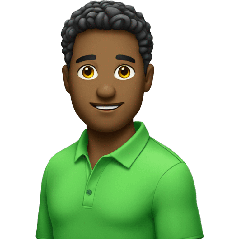 strong guy wearing apple green polo shir emoji