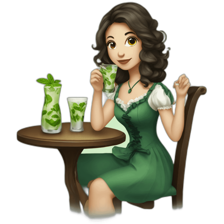 argentine girl in sherlock holmes dresses drinking mojito emoji