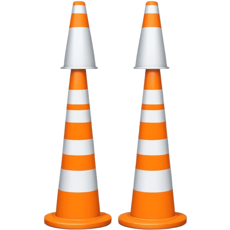 Two conical traffic bollards with a caution tape stretched between them, marking a restricted or blocked area emoji