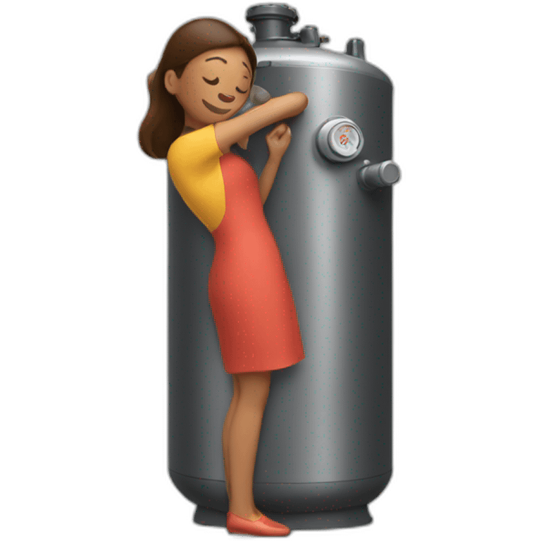 woman hugging a boiler emoji