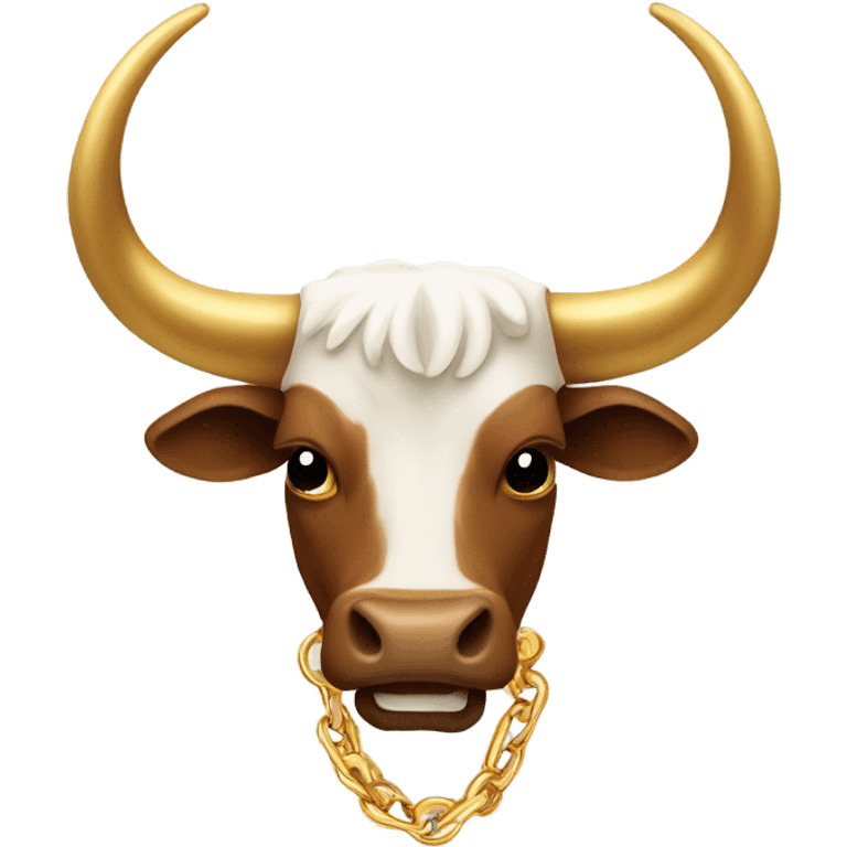 Longhorn bull with gold chain and gold teeth  emoji