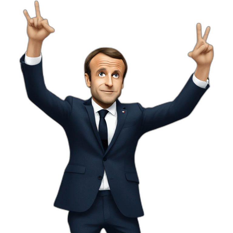 Emmanuel Macron qui fait un dab emoji