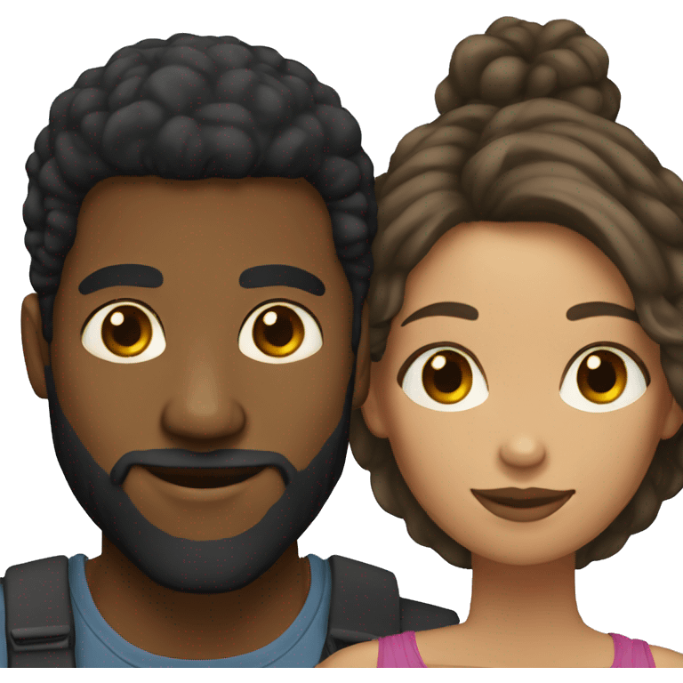 Couple black man with beard and ver light skinned woman emoji