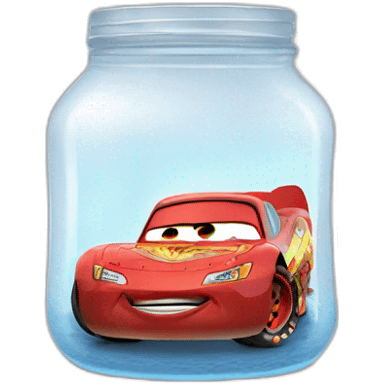 Lightning McQueen in jar drinking white liquid emoji