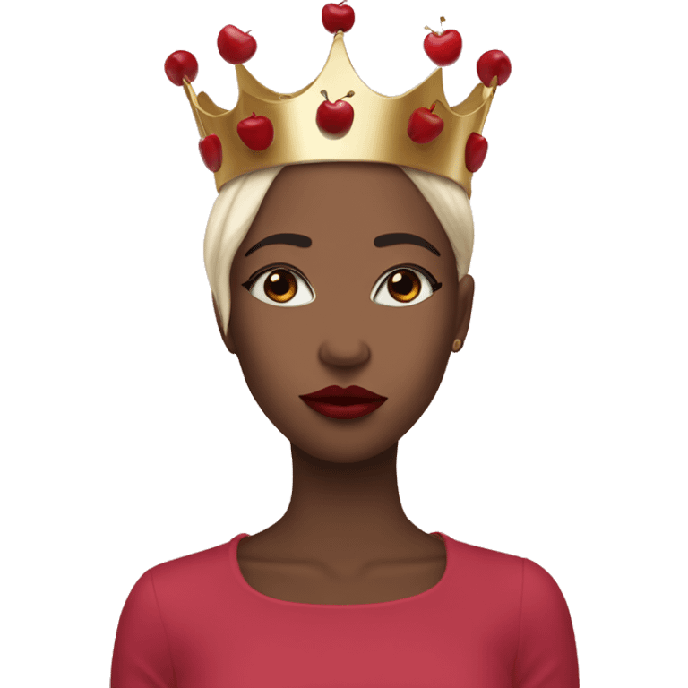 that cover her eyes and cherry lipstick and a crown emoji