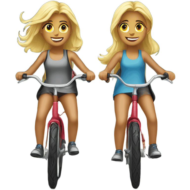 Blonde twins riding bikes emoji