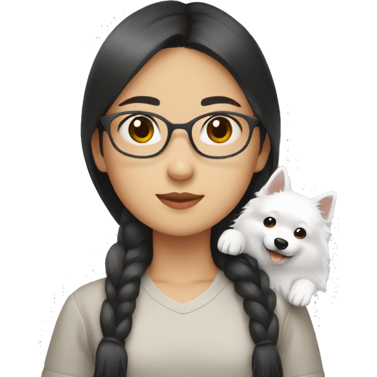 asian girl with Japanese spitz dog emoji