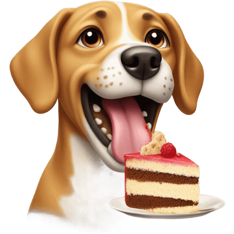 Dog eating cake emoji