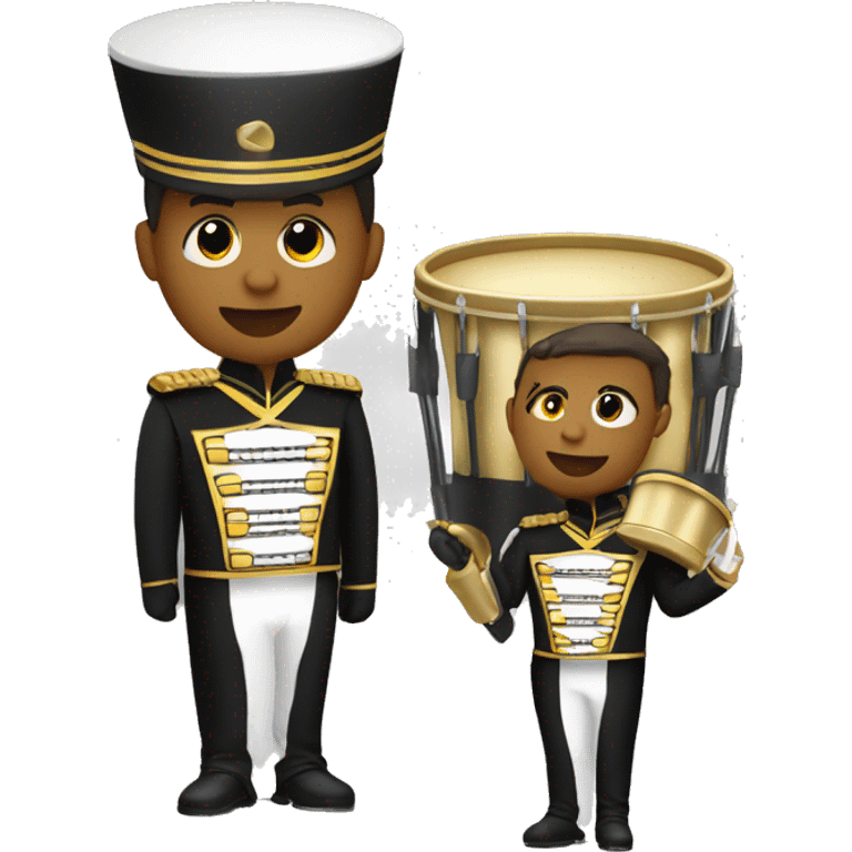 A marching band drum major in a black and gold uniform  emoji