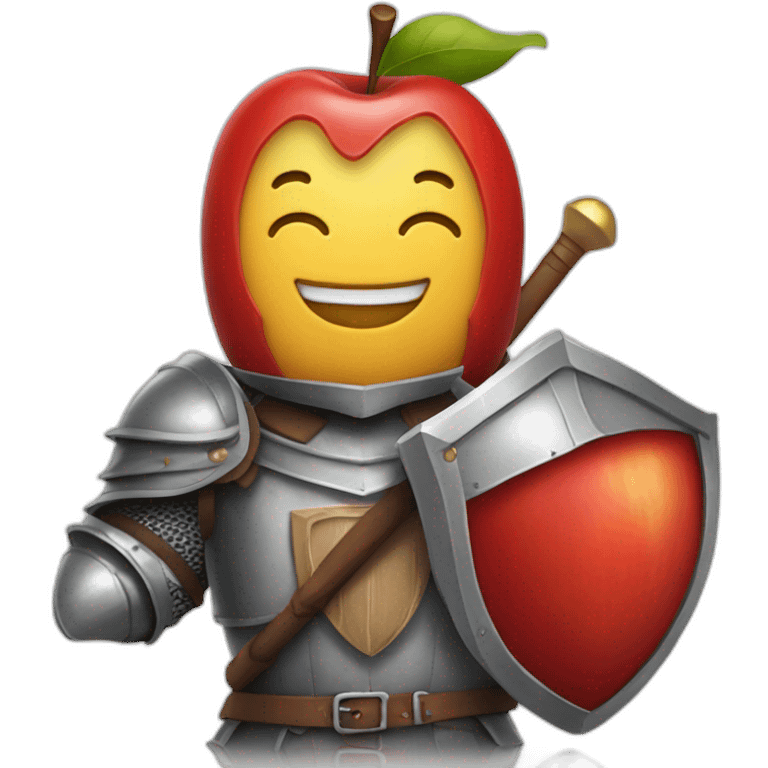 smiling red apple dressed as a knight emoji