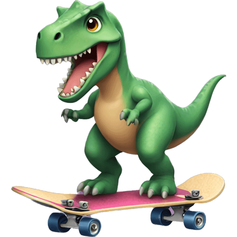 A dinosaur on a skateboard emoji