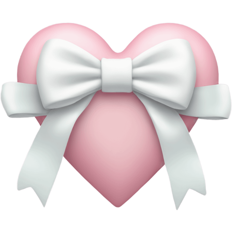 Pastel pink heart with white bow emoji