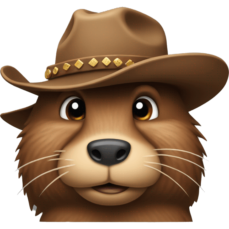 Unamused beaver wearing a cowboy hat emoji