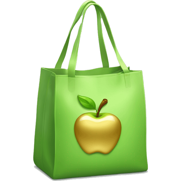 A light green bag with the inscription gold apple emoji