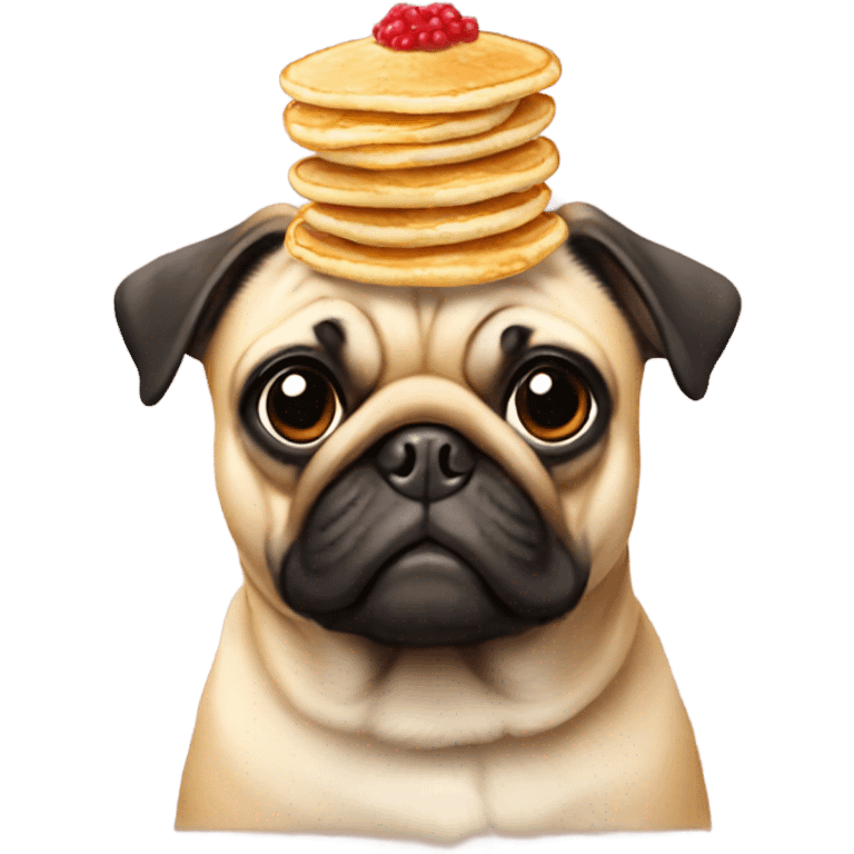 A pug with pancakes on its head emoji