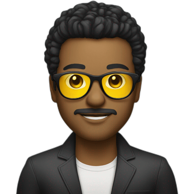 white entreprenuer with yellow tinted glasses and combed black hair  emoji