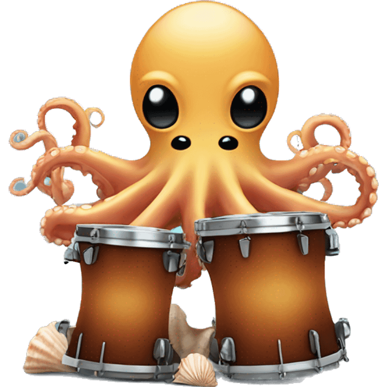 octopus playing drums on seashells  emoji