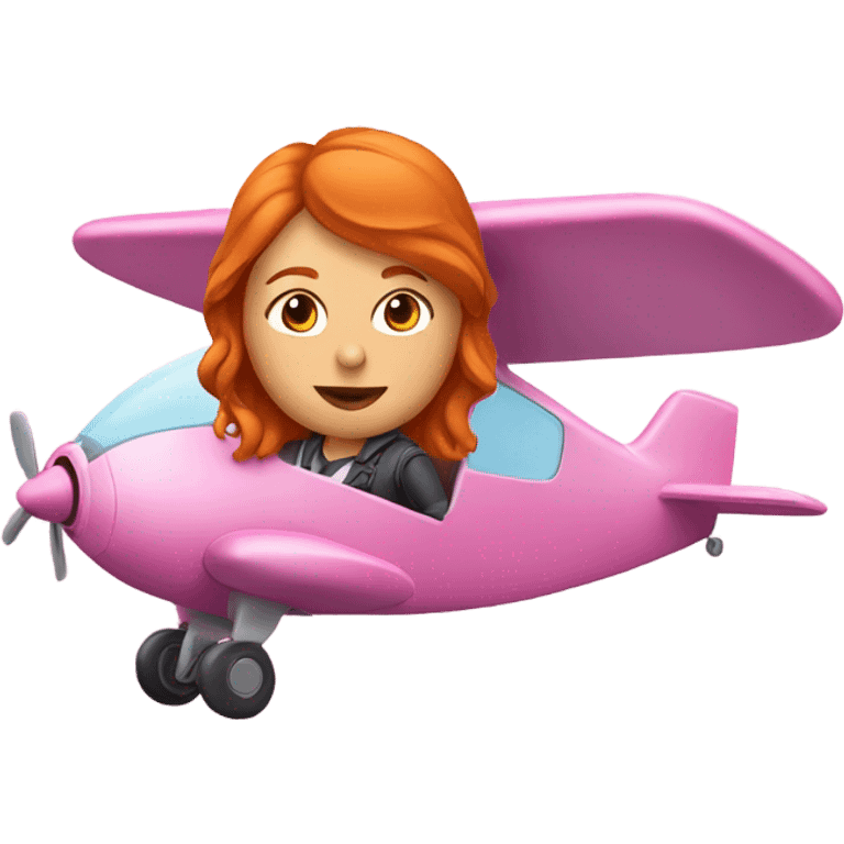 ginger woman flying pink airplane  emoji