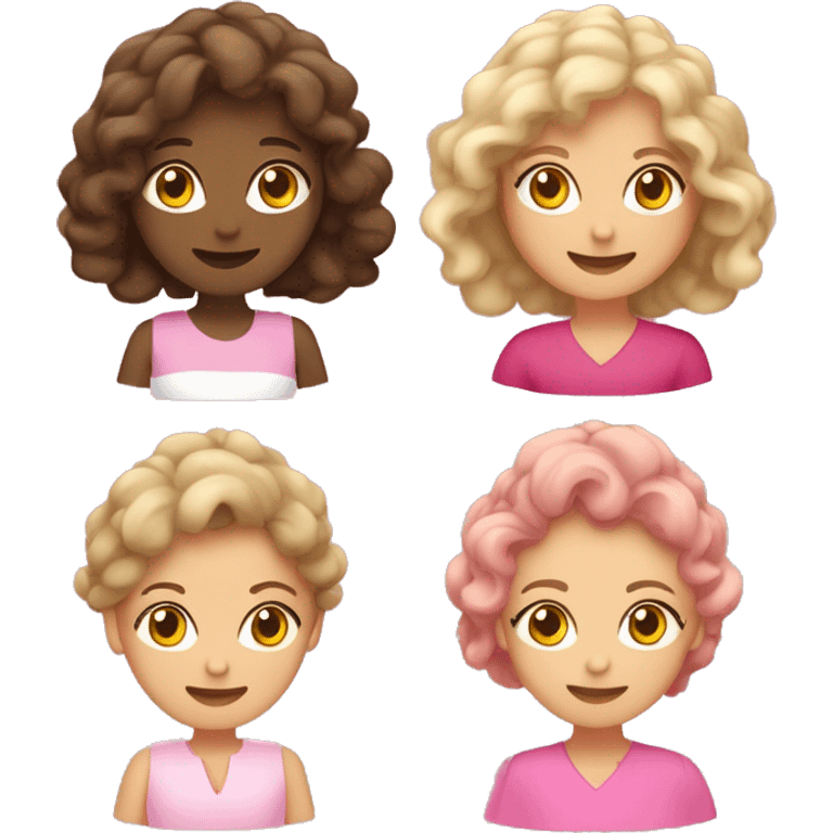 Mulher branca, tipo pixer, cabelo castanho muito longo e olhos castanhos boa pequena, usando roupa rosa e jaleco.  emoji