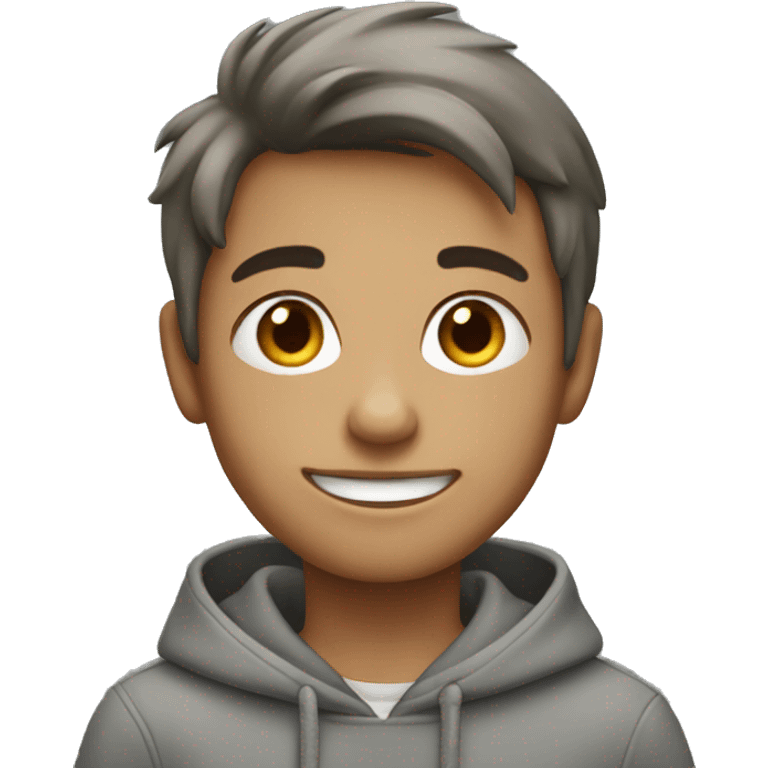 smiling boy in grey hoodie emoji