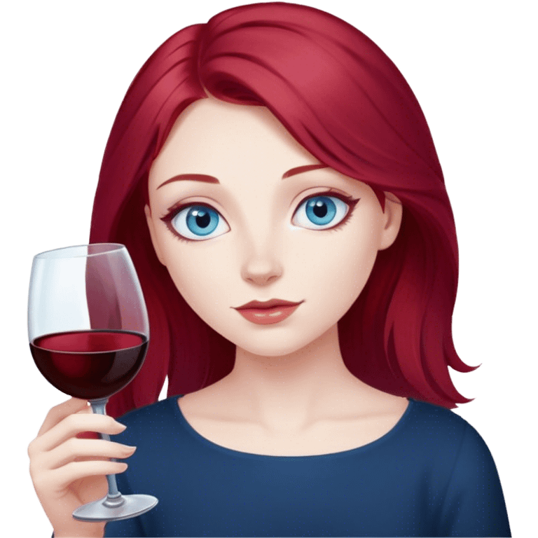 pale girl with blue eyes and wine red hair emoji