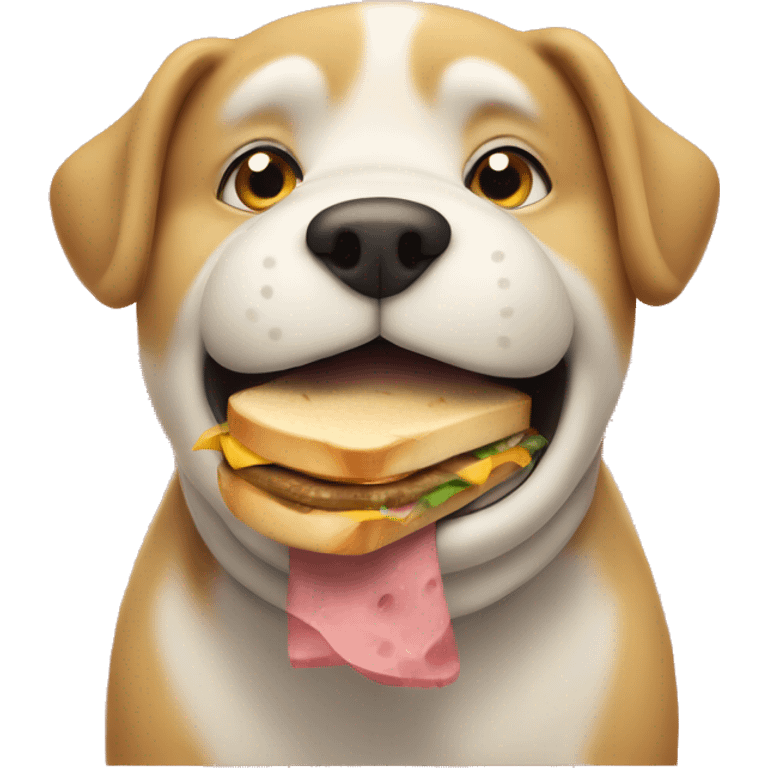 An obese dog eating a sandwich  emoji