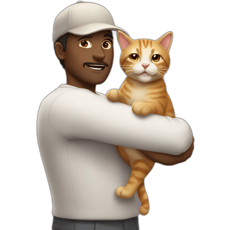 man with popping cat emoji