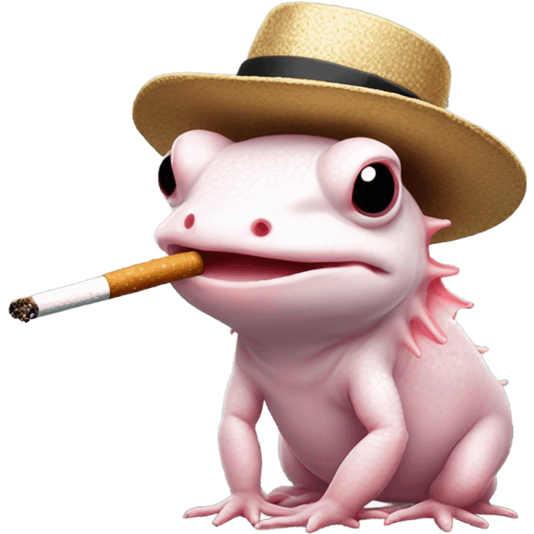 axolotl with a hat and cigarette emoji