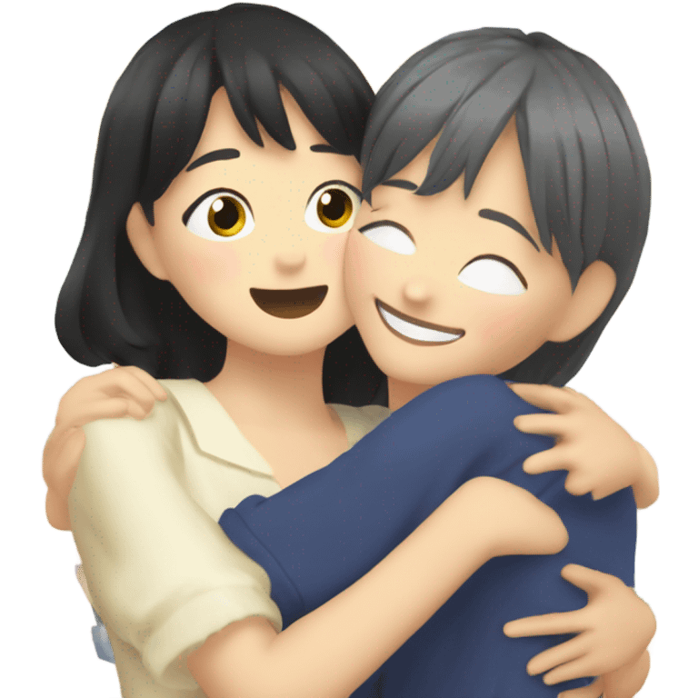 an emoji with nani osaki and nana komatsu hugging emoji